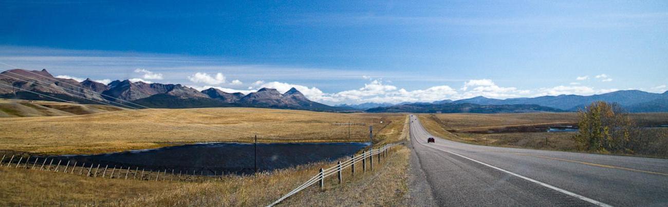 Landscape with a road stretching out forward